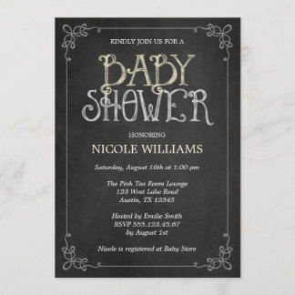 Invitación Baby Shower de cartón pintado amarillo Fancy Frame