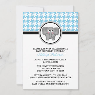 Invitación Baby Shower de caseta azul y blanca