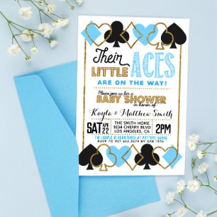 Invitación Baby Shower de Casino Poker Twin Boy