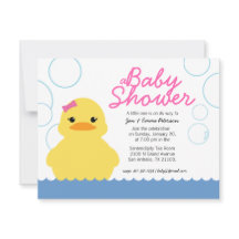 invitación BABY SHOWER de caucho ducky chica
