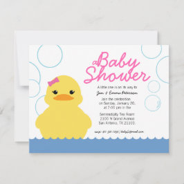 invitación BABY SHOWER de caucho ducky chica