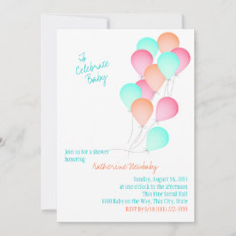 Invitación Baby Shower de celebración de globos