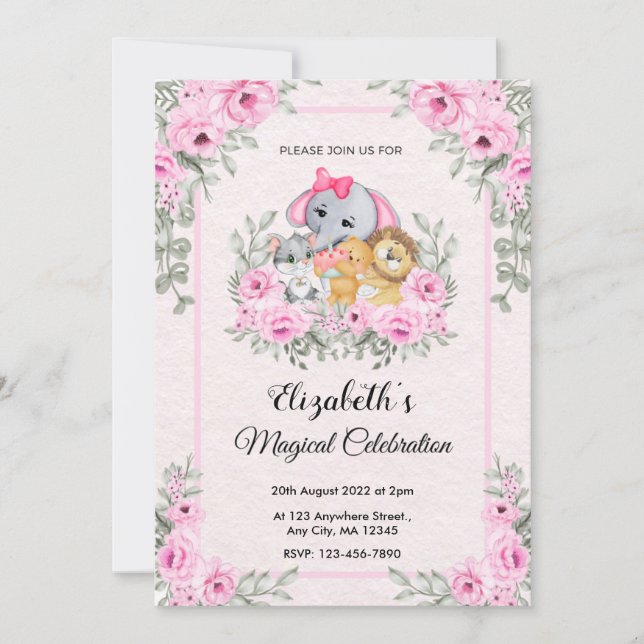 Invitación Baby Shower de celebración mágica (Anverso)