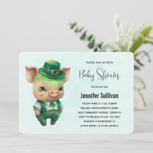 Invitación Baby Shower de cerdo de Día de San Patricio
