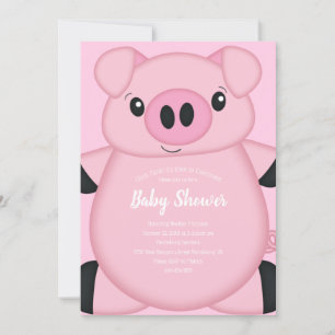 Invitación Baby Shower de cerdo rosado