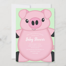 Invitación Baby Shower de cerdo verde