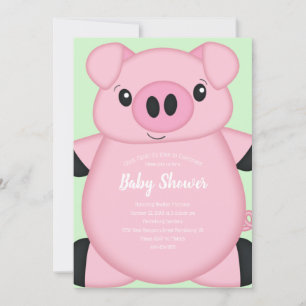 Invitación Baby Shower de cerdo verde