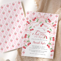 Invitación Baby Shower de cerezo en la parte super