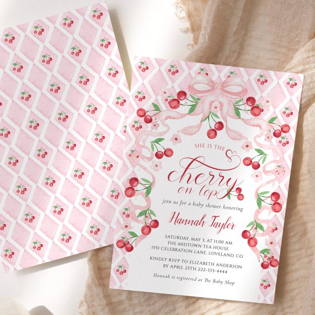 Invitación Baby Shower de cerezo en la parte super (Subido por el creador)