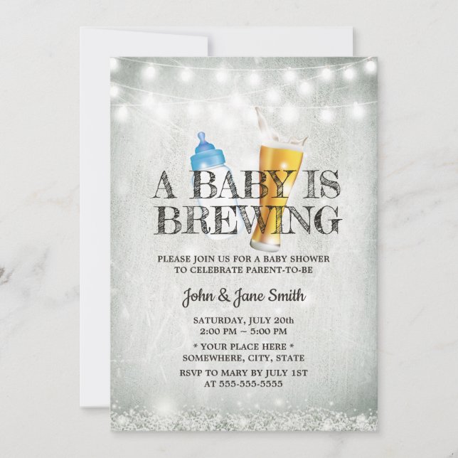 Invitación Baby Shower de cerveza de cuerda de aliento de beb (Anverso)