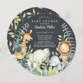 Invitación Baby Shower de Chalkboard Jungle Animals