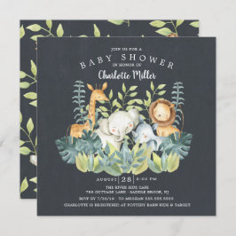 Invitación Baby Shower de Chalkboard Jungle Animals