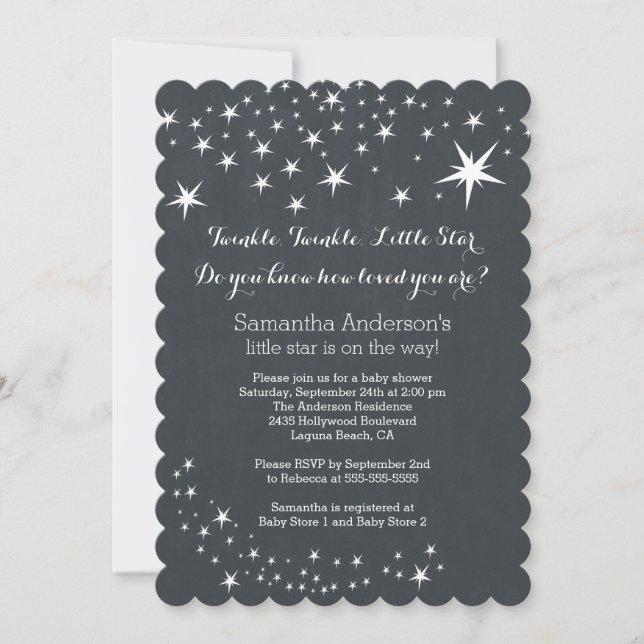 Invitación Baby Shower de Chalkboard Star moderna (Anverso)