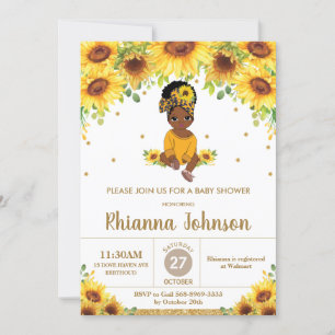 Invitación Baby Shower de Chica afroamericano de la Cuta del 