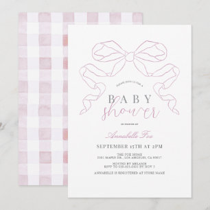 Invitación Baby Shower de Chica de cinta rosada de Coquette