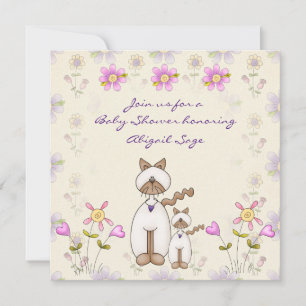 Invitación Baby Shower de Chicas de gatos y gatitos bonitos