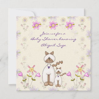 Invitación Baby Shower de Chicas de gatos y gatitos bonitos