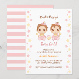 Invitación Baby Shower de Chicas gemelos