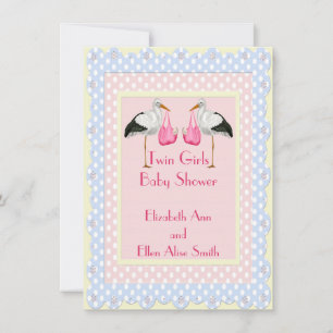 Invitación Baby Shower de Chicas gemelos