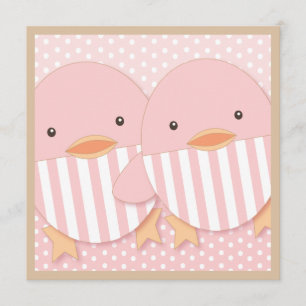 Invitación Baby Shower de Chicas gemelos rosados