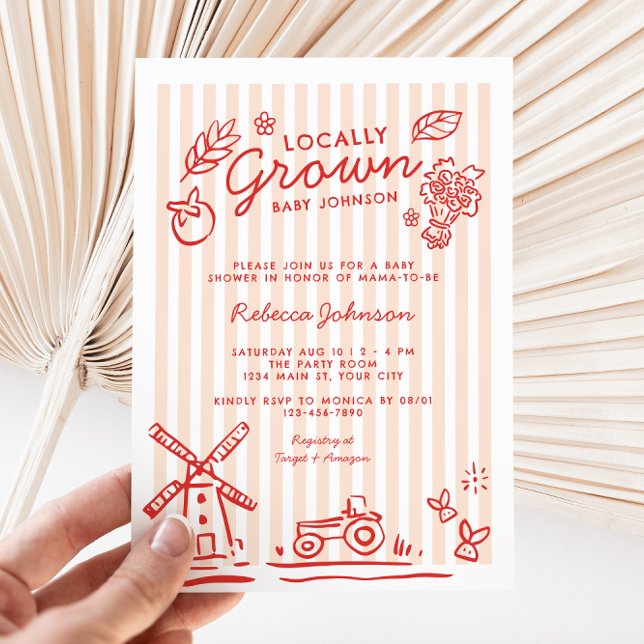 Invitación Baby Shower de Chicas locales (Locally Grown Girls Baby Shower Invite)