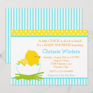 Invitación Baby Shower de Chick Chick Blue and Yellow Boy