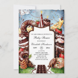 Invitación Baby Shower de chocolate pequeño y caprichoso