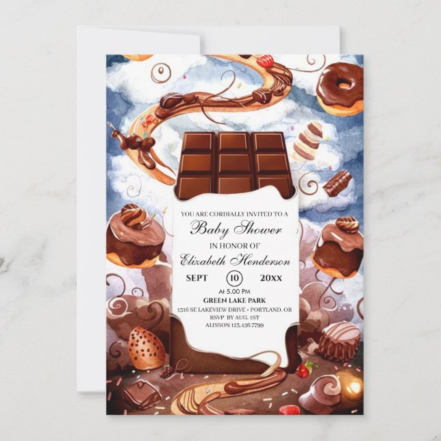Invitación Baby Shower de chocolate simple (Anverso)