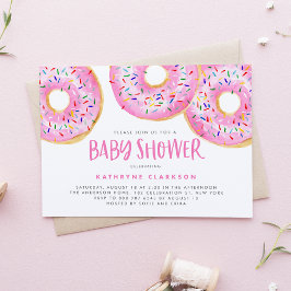 Invitación Baby Shower de chorros de agua rosados y rociadore