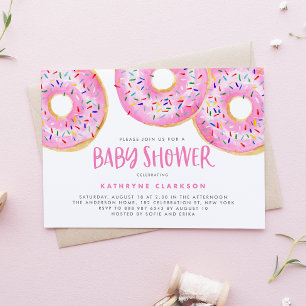 Invitación Baby Shower de chorros de agua rosados y rociadore