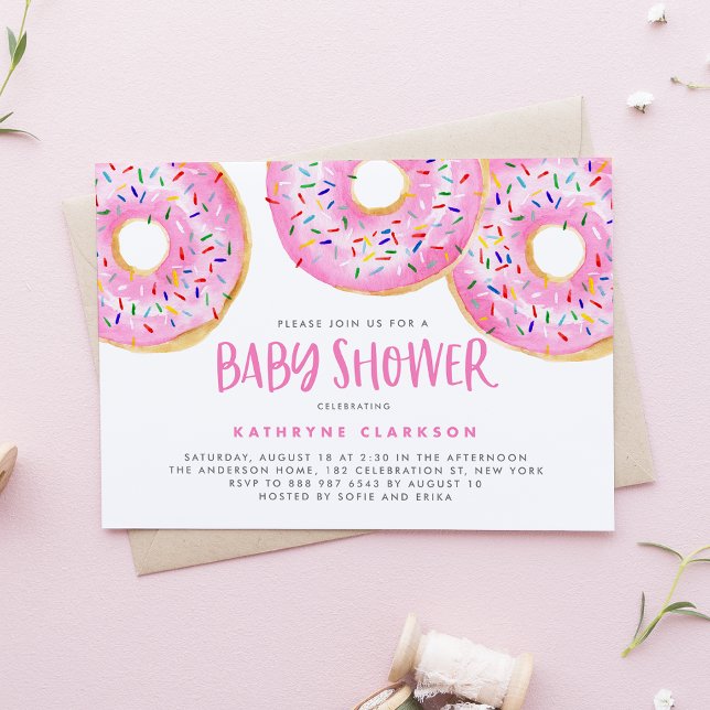Invitación Baby Shower de chorros de agua rosados y rociadore (Subido por el creador)