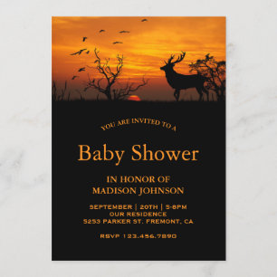 Invitación Baby Shower de ciervo al atardecer