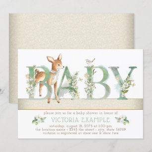 Invitación Baby Shower de Ciervo en el Bosque Neutro en Géner