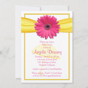 Invitación Baby Shower de cinta amarilla de color 