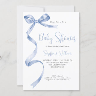Invitación Baby Shower de Cinta de Cinta de color azul claro
