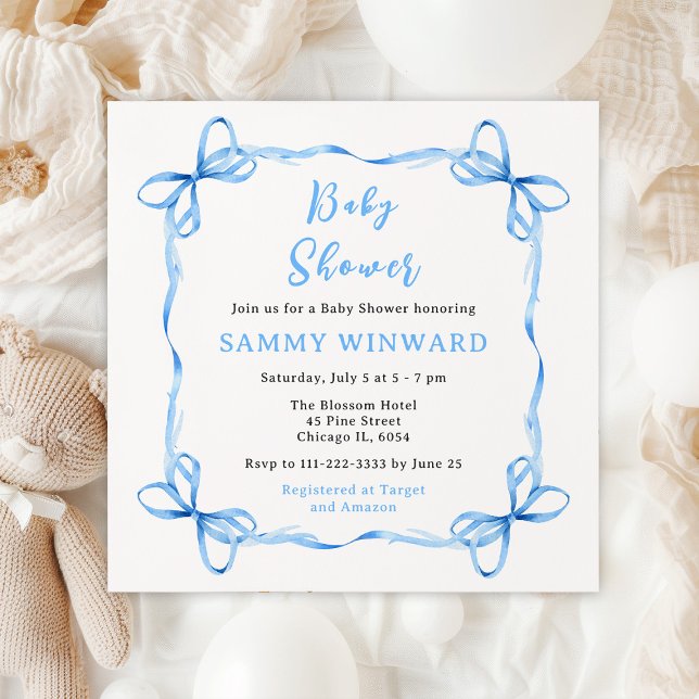 Invitación Baby Shower de cinta de opciones azul (Subido por el creador)