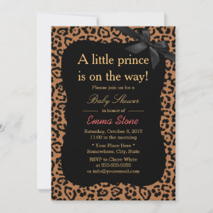 Invitación Baby Shower de cinta negra de impresión de leopard