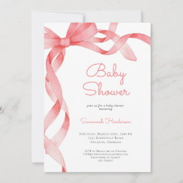Invitación Baby Shower de cinta rosa