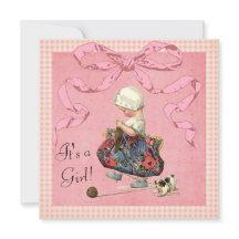 Baby Shower de cinta rosa Chica de moda de época