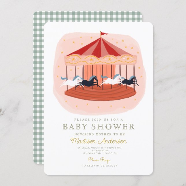 Invitación Baby Shower de circo de carnaval rosado (Subido por el creador)