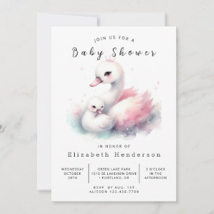 Invitación Baby Shower de cisne digital bohemio