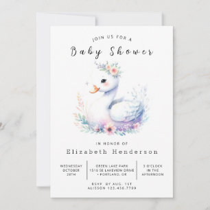 Invitación Baby Shower de cisne digital encantado
