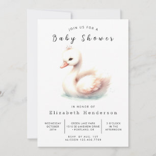 Invitación Baby Shower de cisne digital moderno