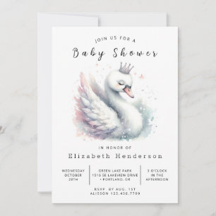 Invitación Baby Shower de cisne digital moderno