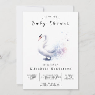 Invitación Baby Shower de cisne digital moderno