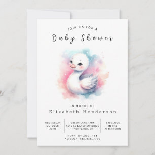 Invitación Baby Shower de cisne digital ruso