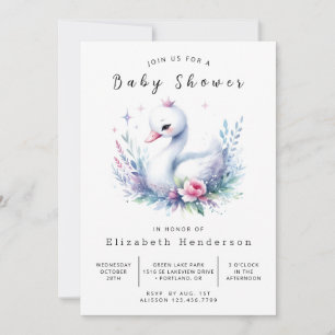 Invitación Baby Shower de cisne digital simple