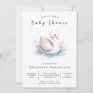 Invitación Baby Shower de cisne en línea encantado