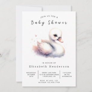 Invitación Baby Shower de cisne en línea moderno