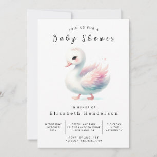Invitación Baby Shower de cisne en línea moderno